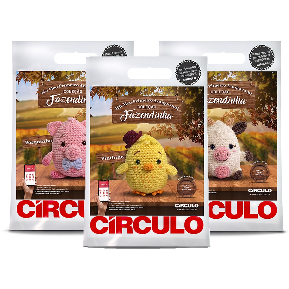 Kit Meu Primeiro Amigurumi Coleção Fazendinha Círculo