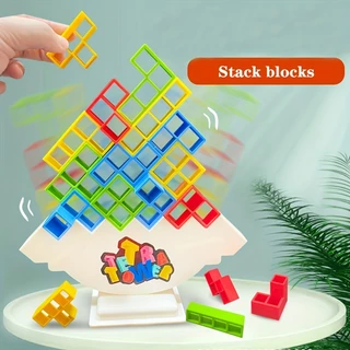 Jogo De Tetris Colorido Torre Equilíbrio Montagem De Blocos De Brinquedos Educativos Para Crianças