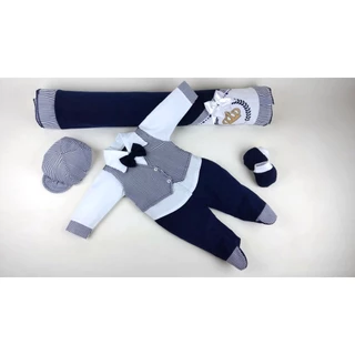 Saída de Maternidade Elegance Conjunto para Bebe 100% Algodão 6 Peças