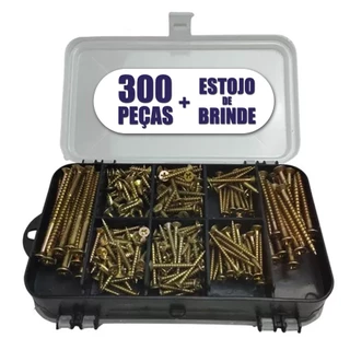 Kit 300 Parafusos Chipboard Philips e Buchas + Maleta