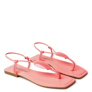 Rasteira Laranja Enfeite Auto Brilho Oval Hot Coral