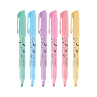 Estojo Caneta Marca Texto HOLIC FLASH TRIS 6 cores Pastel