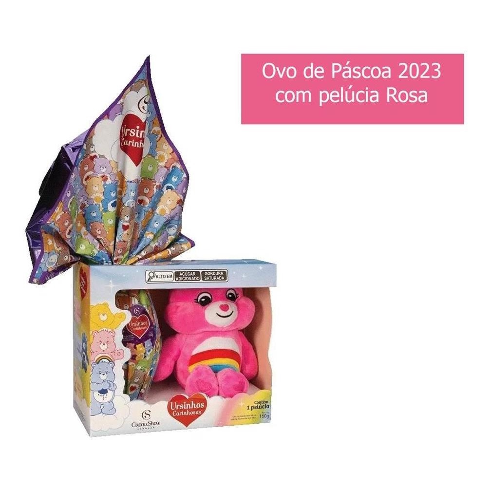 Ovo De Páscoa Ursinhos Carinhosos Rosa 160g C/ Pelucia