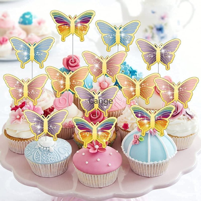 Homoyoyo 60 Pçs Cupcake Decoração De Bolo Infantil Suprimentos De Festa  Decoração De Casamento Decoração De Bebê Decoração De Festa De Borboleta  Decorações Bolo De Aniversário Bolo De : : Brinquedos e