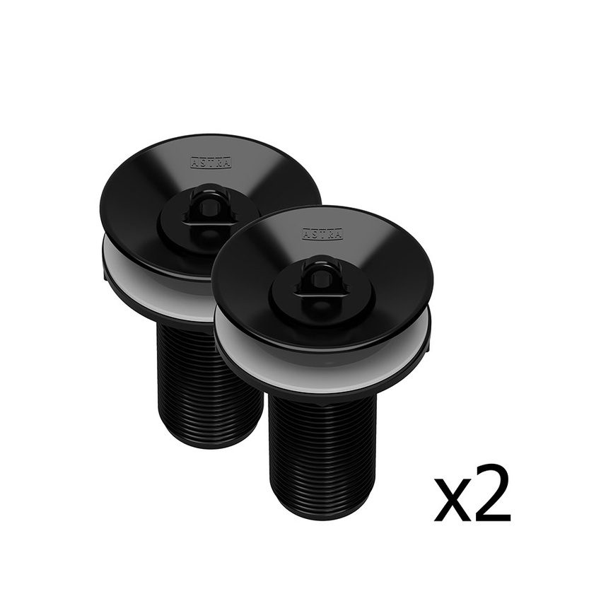 Kit 2 Válvula Ralo Preto Para Pia Lávatorio 7/8 ABS Astra