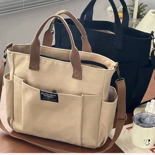 Saco De Lona Portátil De Grande Capacidade De Bolso Múltiplo Simples Para Computador De Ombro Casual Estudantes