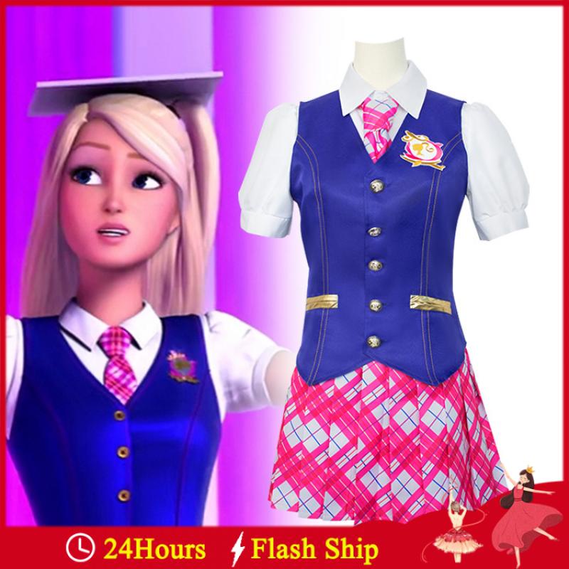 Fantasia Barbie Escola de Princesa Vestido Infantil