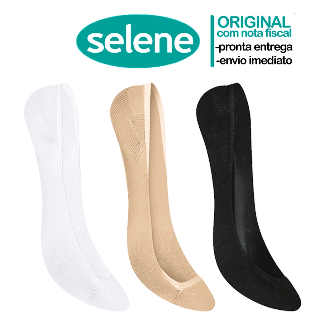 Kit com 3 Meias Sapatilha Super Invisível Algodão Original Selene