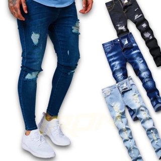 Calça Jeans Masculina Skinny Slim Elastano Casual Sport 442 - Azul