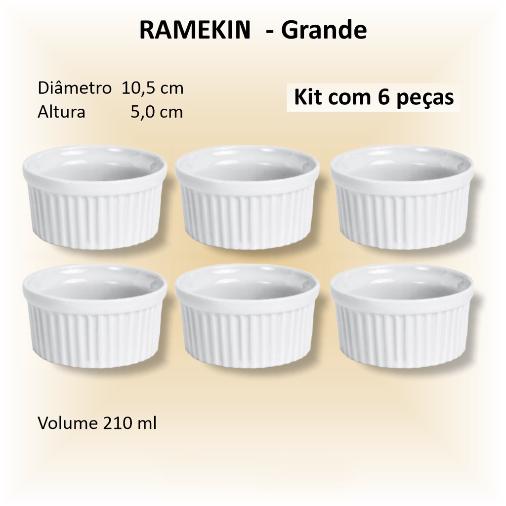 Ramekin de porcelana Grande - 06 unidades