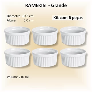 Ramekin de porcelana Grande - 06 unidades