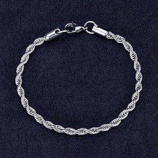Pulseira Masculina Cordão Baiano Aço Inox Legítimo Prata