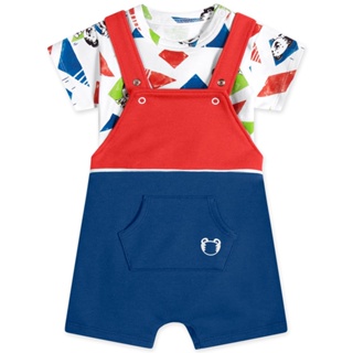 Conjunto Camiseta e Jardineira Moletom Bebê Menino Tigor