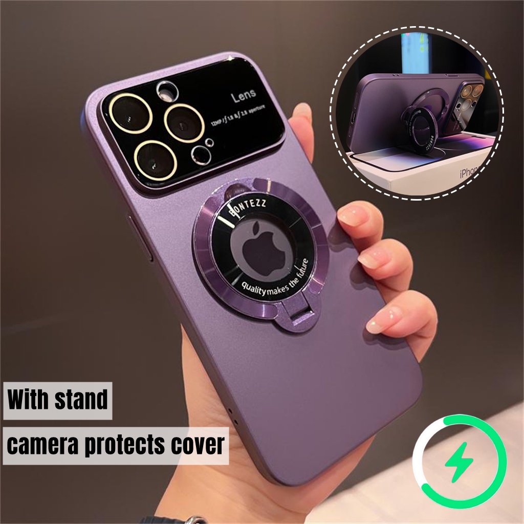 Capa de telefone com janela de empurrar criativa com suporte para anel  traseiro para carro magnético TPU à prova de choque para iPhone 14 13 11 12  Pro Max 7 8 14