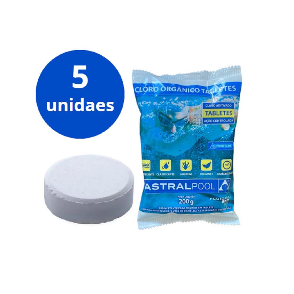 Kit 5 Pastilhas Cloro Organico200g Astralpool Piscina