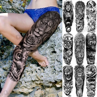 Tatuagens Temporárias Realistas Rosa Leão Para Mulheres Homens Adultos Tatuagem Mecânica De Lobo Tigre Falso Autocolante Faça Você Mesmo À Prova D'água Nas Coxa