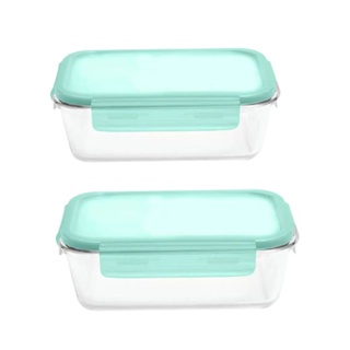 Conjunto 2 Potes De Vidro Hermético Retangular 400ml Tampa