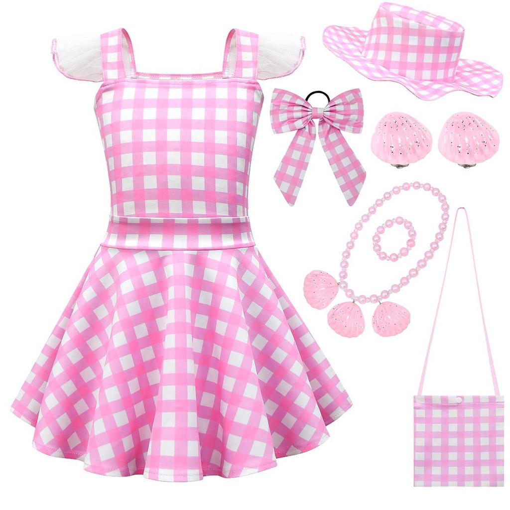 Cosplay Para Barbie Suspender Princesa Vestido Rosa Vestido