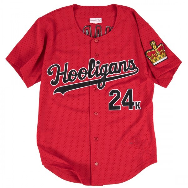 Bruno Mars 24K Hooligans Branco Preto Pinstriped Vermelho Beisebol Jersey