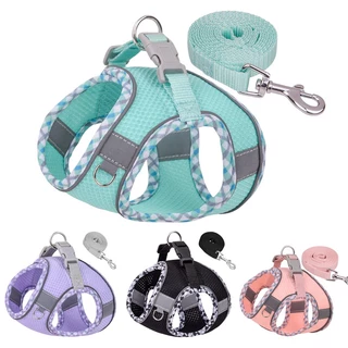 Conjunto De Arreios E Trelas Para Cães Pequenos Médios Refletivos Coletes Chihuahua Acessórios Pomeranian Suprimentos