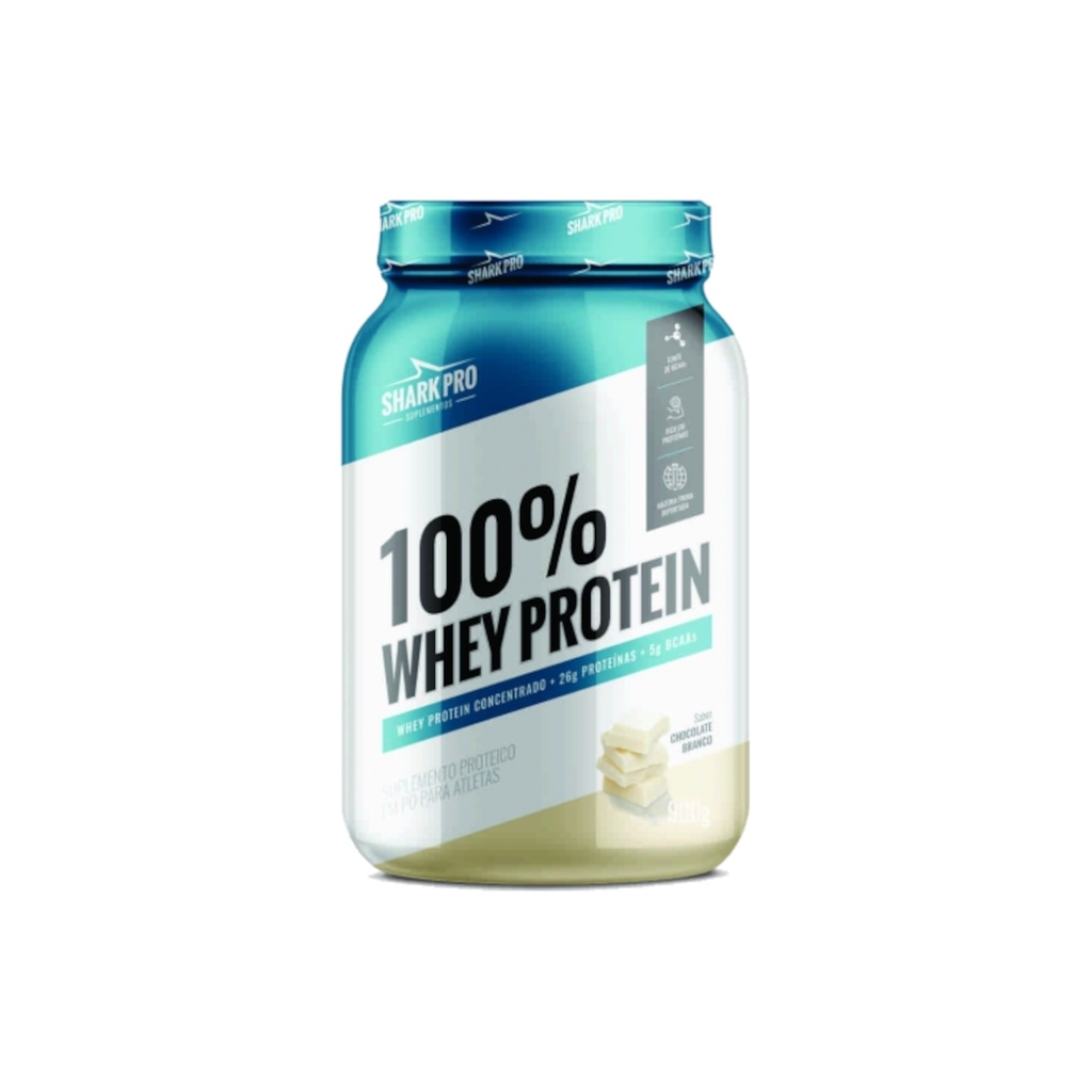 Shark Pro Whey Protein 100% Concentrado Chocolate Branco 900g