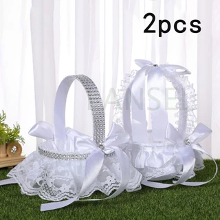 LANSEL 2pcs Cesta De Flores Novo Fornecimento De Casamento Para Dama De Honra Cerimônia Rústica