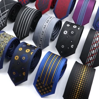 ZONFAZ Novidade Masculina Gravatas De Seda Magricelas 6cm Preto Jacquard Luxo Listras Finas Para Homens Festa Tuxedo Gravata Acessório Presente