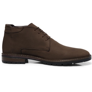 Bota Casual Masculina com Cadarço Sapato Abotinado Nobuck Rústico Coturno Couro Legítimo Country