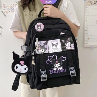 Mochila Escolar De Nylon À Prova D'água Bolso Múltiplo Feminino Cinnamoroll/Kuromi/Pom Purin