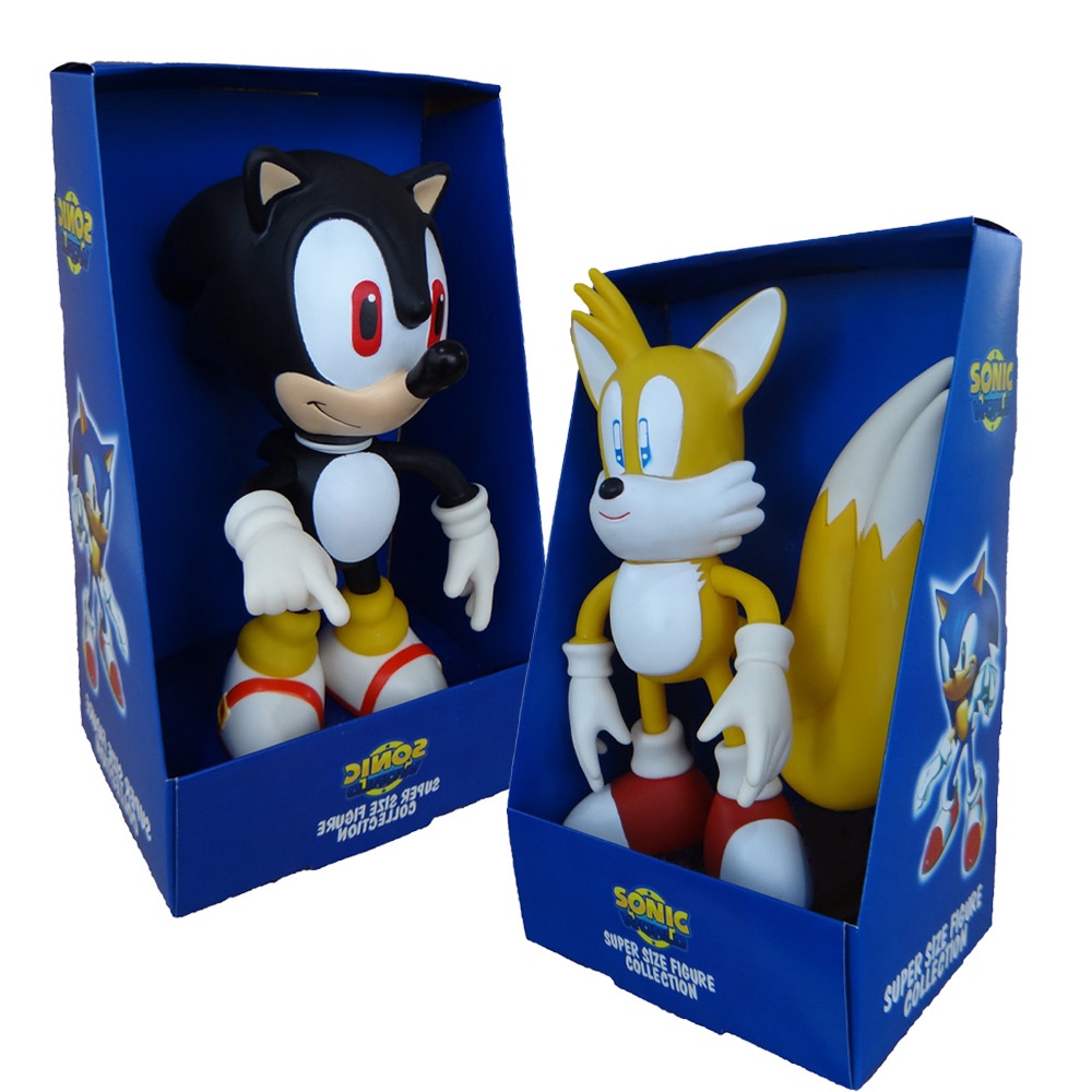 Sonic Vermelho e Sonic Preto Collection - 2 Bonecos Grandes