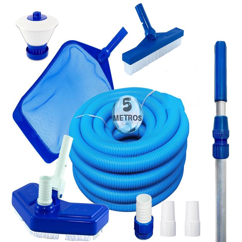 Kit Limpeza Piscina 5m De Mangueira Escova + Cabo 2m