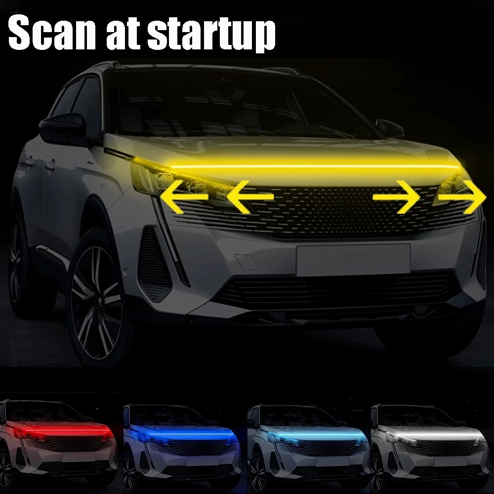 12v Luzes Seqüenciais De Varredura Do Capô Carro Com led universal Faróis De Luz Decorativa drl Diurnas