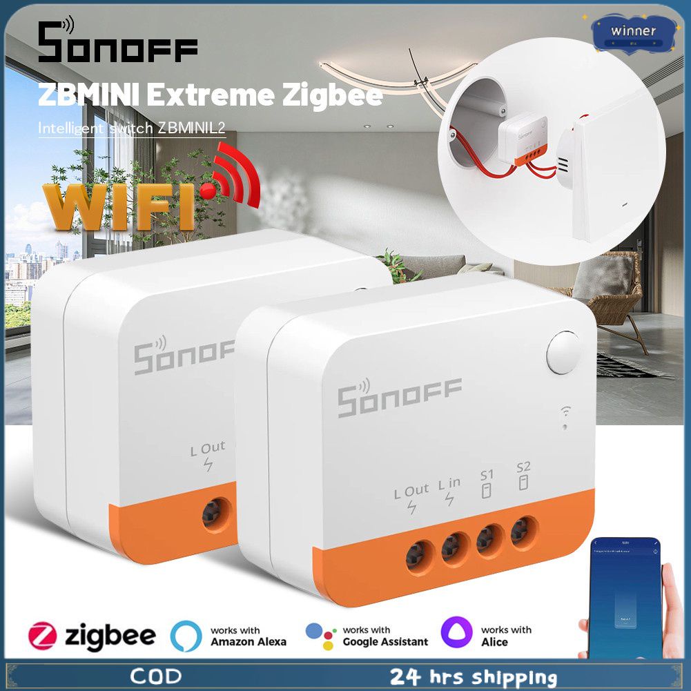 【bigfrog】Sonoff Zbmini-l2 Interruptor Inteligente No Neutral Wire Zigbee/wifi Mini 2 Way Smart Switch Wireless Ewelink Voice Control Via alice Alexa Google Home 