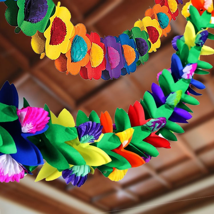 3M Papel Decorativo Para Festa Havaiana Garland Tissue Flower Banner Tropical Decorações De Verão Havaí Casamento Suprimentos Decoração De Aniversário