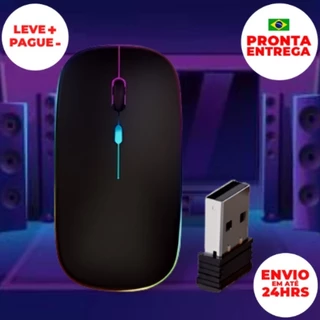 Mouse Sem Fio Silencioso Wireless Recarregável Óptico Rgb Notebook Pc