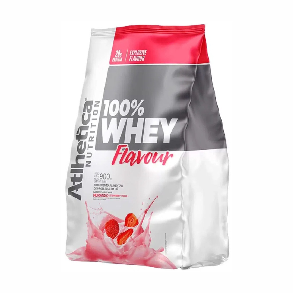 100% Whey Protein Flavour Sabor Morango 900g – Atlhetica