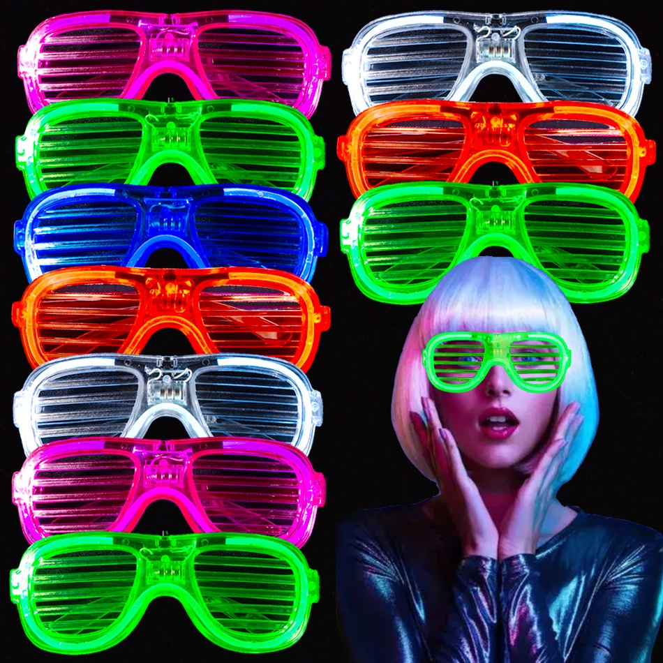 Iluminar Os Óculos LED A Granel 5 Cores Brilhantes Brilham No Escuro Suprimentos Para Festas Neon Favores Crianças Adultos Coisas De Saco De Halloween Goody