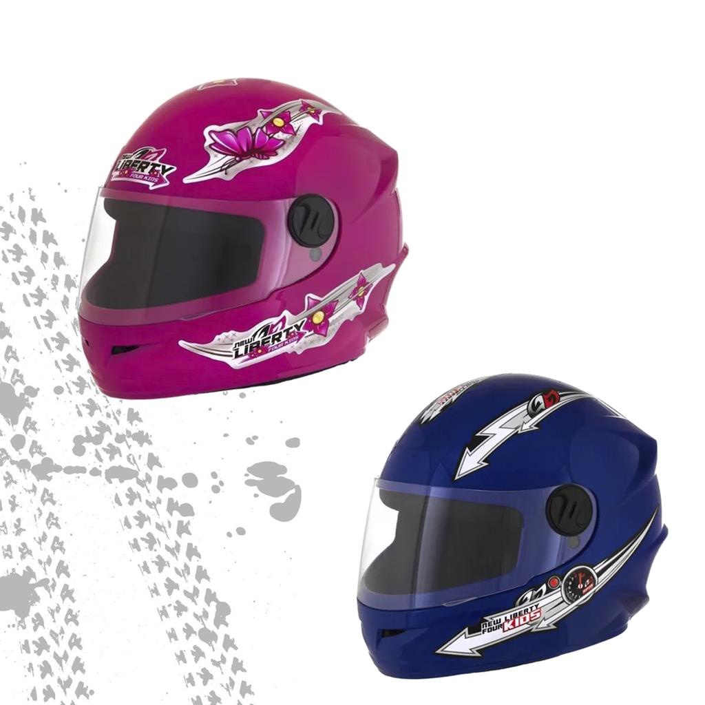 Capacete Moto Infantil Feminino Barato Liberty Four Pro Tork Fechado Rosa  Branco Rosa kit Criança Tamanho 54 Promoção Lançamento Menina Criança