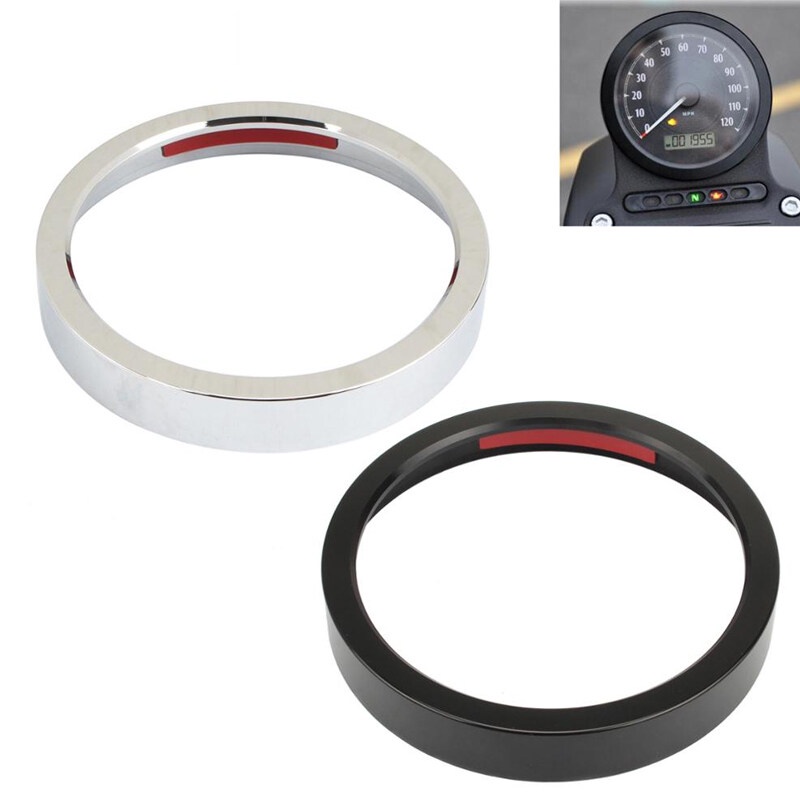Velocímetro De Motocicleta Bezel Trim Ring Para Harley Sportster XL883 1200 X48 72 Preto/Cromo Baixo