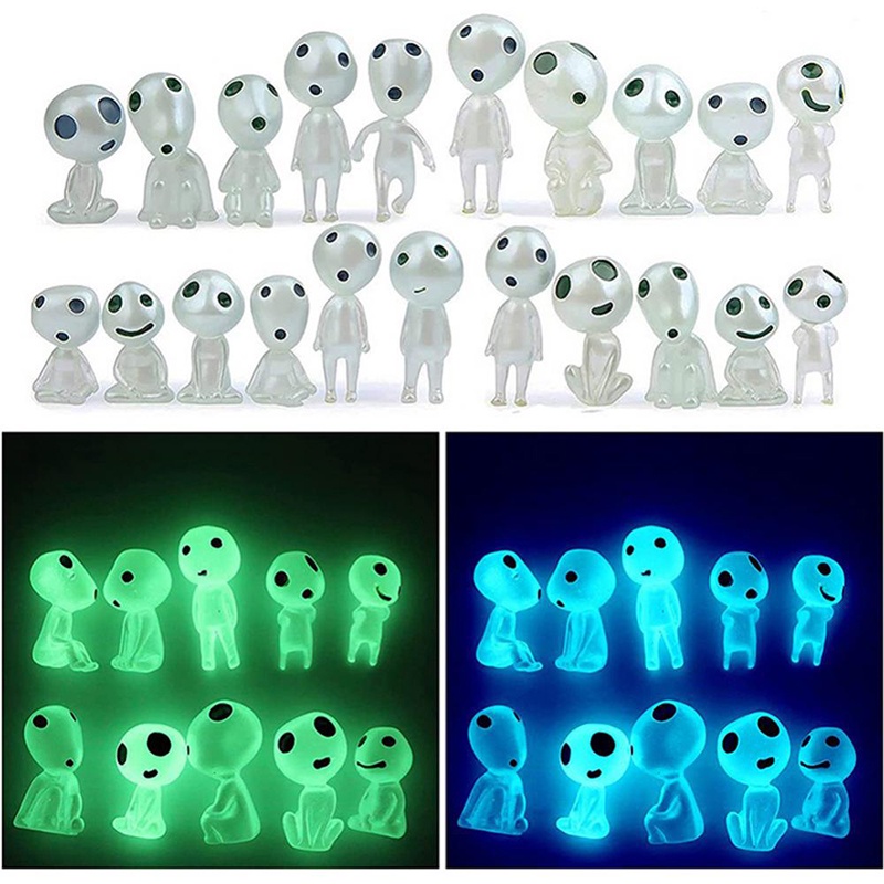 10PCS Árvore Luminosa Elfos Espírito Princesa Mononoke Micro Paisagem Figura Ornamento Brilhante Miniatura Jardinagem Em Vaso Decoração