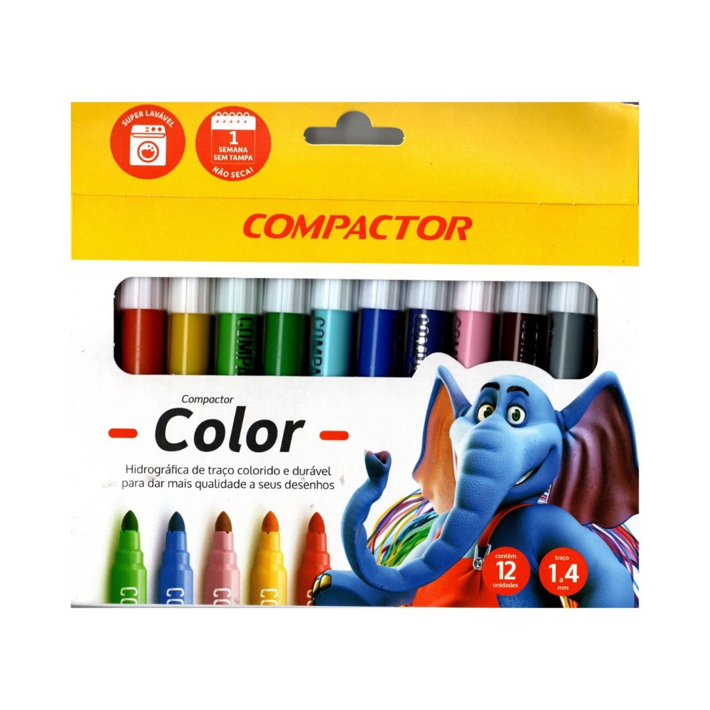 CANETINHAS JUMBO COMPACTOR COLOR C/12 - COMPACTOR | Shopee Brasil