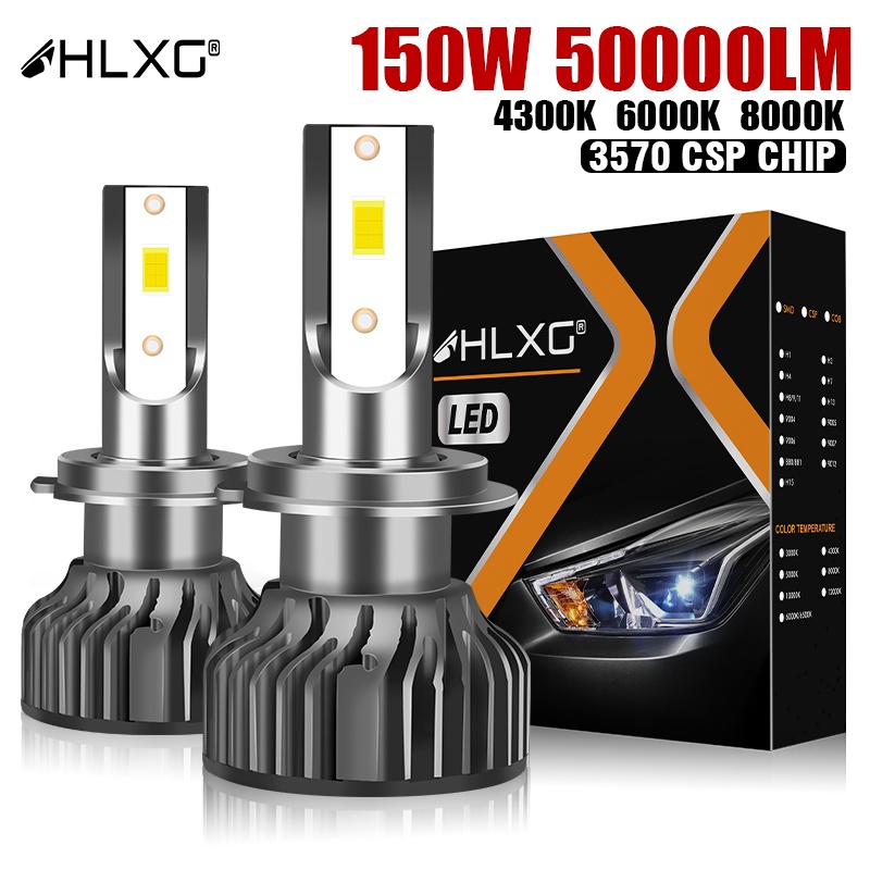 HLXG 2PCS H7 Lâmpadas Led canbus HB3 HB4 H1 H8 H11 H4 9005 9006 HIR2 Faróis De Carro De Teto CSP chips Para 150W 50000LM 6000K