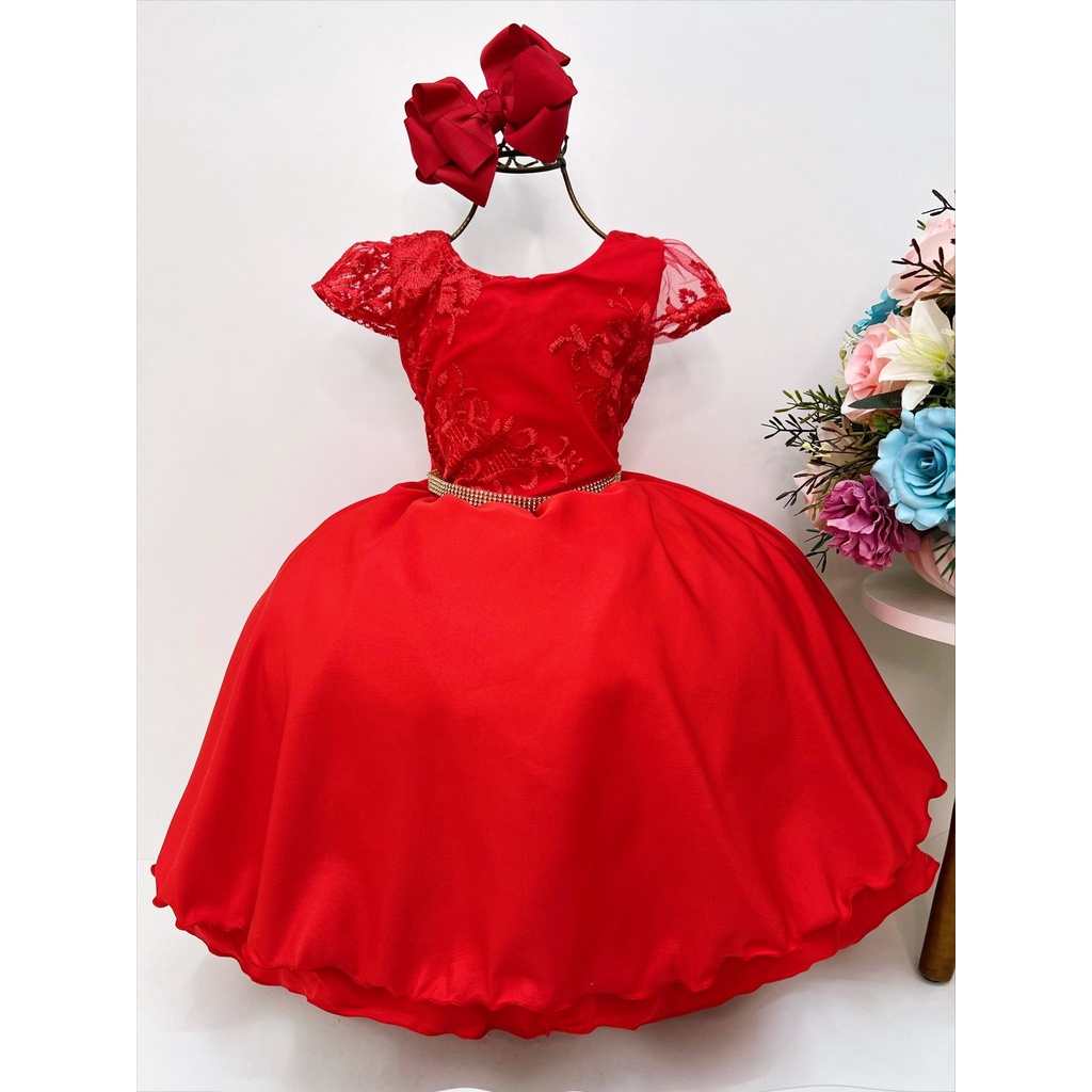 Vestido vermelho best sale de daminha