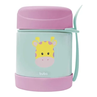 Pote Térmico Animal Fun Girafa Buba 320ml Em Aço Inoxidável Resistente E Durável Acompanha Talher