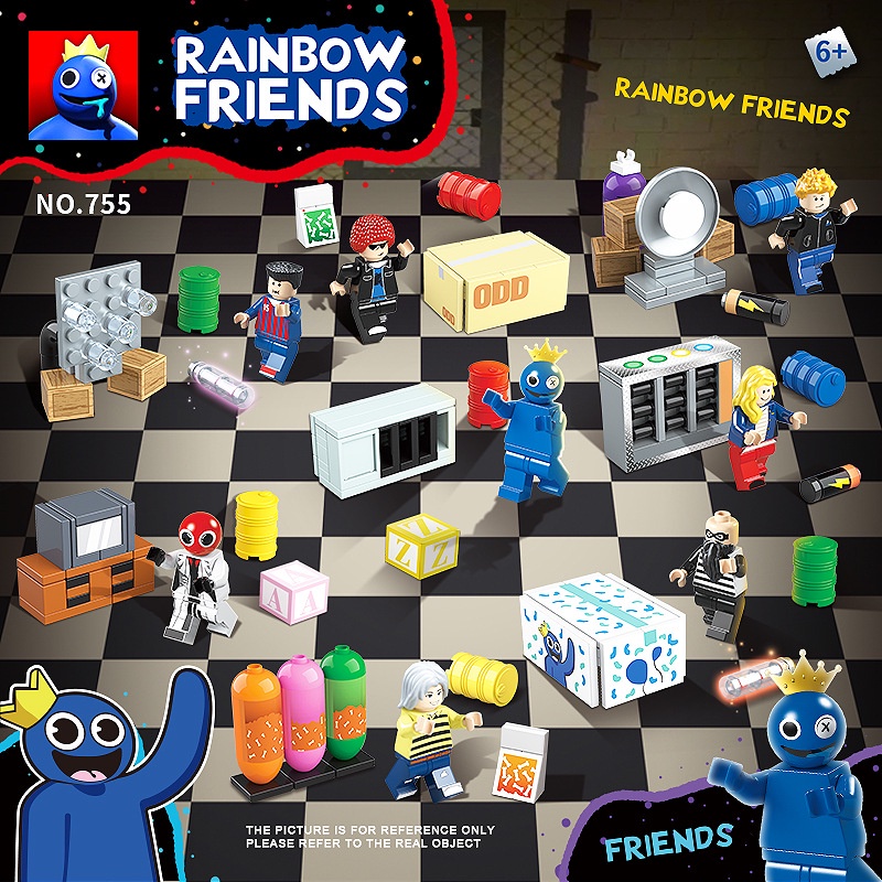 Kit 4 Chaveiros Rainbow Friends Azul Babão Com 4 Personagens em