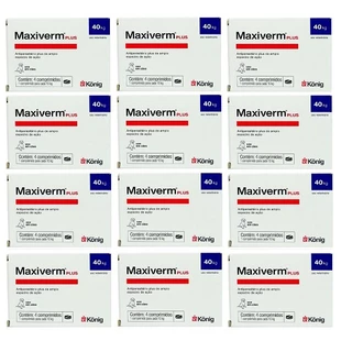 Kit 12 Antiparasitário Maxiverm Plus König C/4 Comp. 660mg