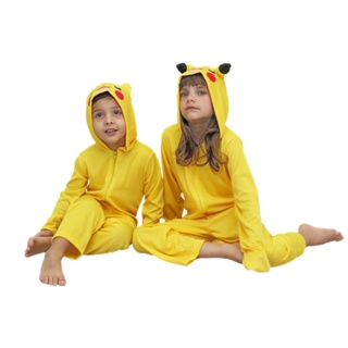 Pikachu Pokemon Fantasia Pijama Kigurumi Macacão Roupa Infantil A