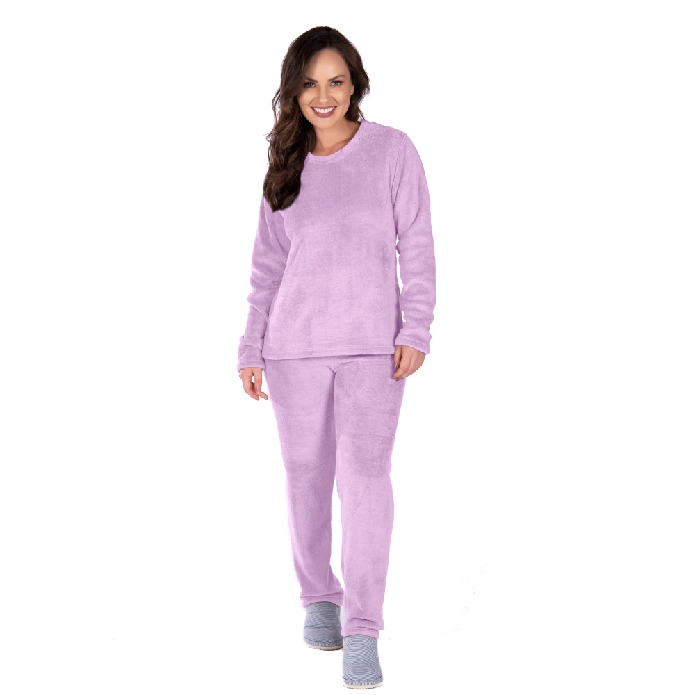 Conjunto Pijama Feminino Inverno Longo Soft Fleece Adulto Frio Fofinho ...