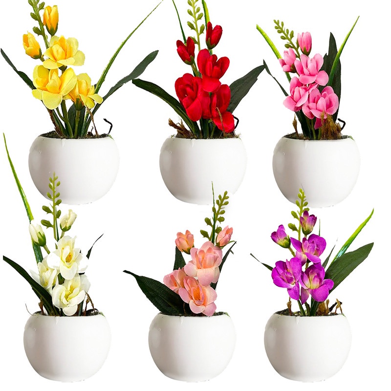 6 Arranjos Orquidea Artificial Enfeite Casa, Nicho, Colorido