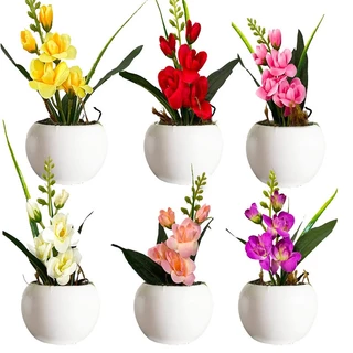 6 Arranjos Orquidea Artificial Enfeite Casa, Nicho, Colorido